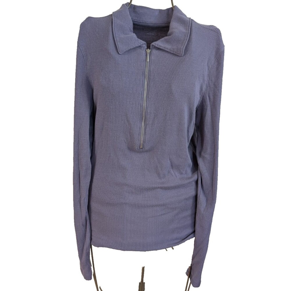 Everlane Ribbed Quarter-Zip Long Sleeve Shirt Womens M Good Used Condition